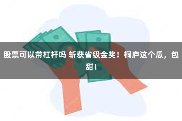 股票可以带杠杆吗 斩获省级金奖！桐庐这个瓜，包甜！