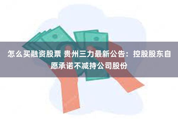 怎么买融资股票 贵州三力最新公告：控股股东自愿承诺不减持公司股份