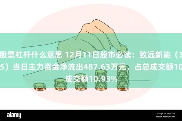 股票杠杆什么意思 12月11日股市必读：致远新能（300985）当日主力资金净流出487.63万元，占总成交额10.93%